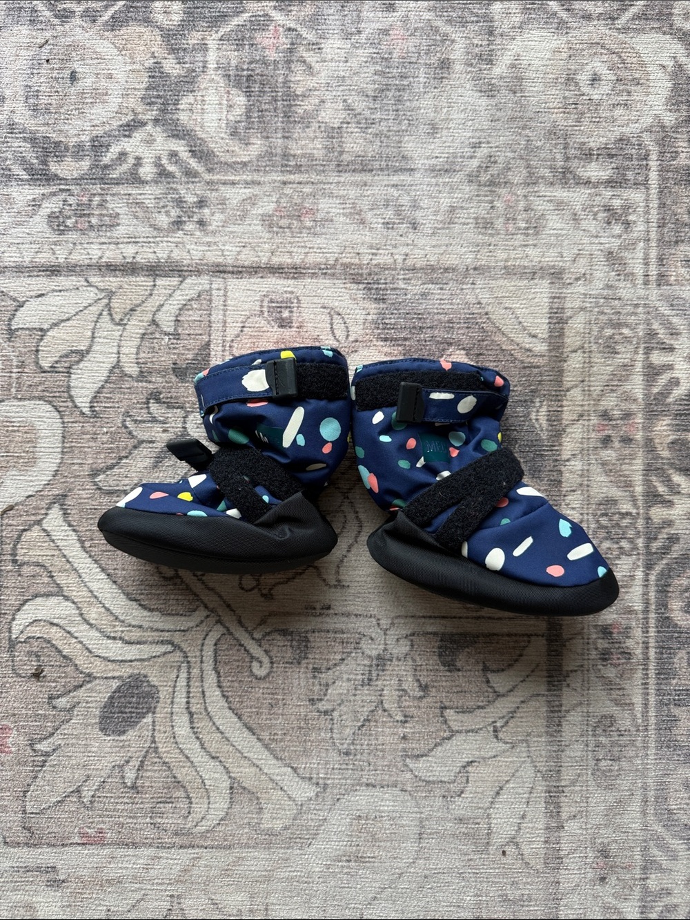 MEC Navy Baby Booties with Multicolor Dot Print